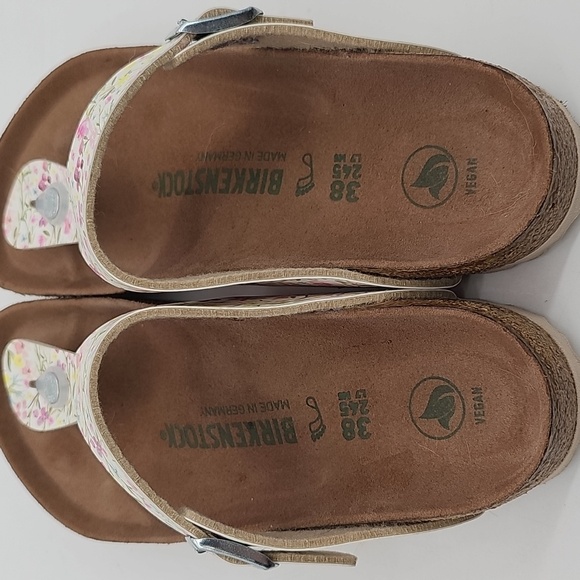 Birkenstock Women's Gizeh Vegan Birko-Flor Watercolor Flower White 38 R - Picture 2 of 7